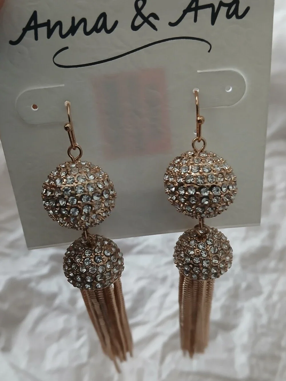 Anna & Ava Rose Gold Crystal Tassel Earrings